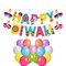 Happy Diwali Paper Banner Bunting Diy Hanging Decorations Festival of Light Deepawali Diya Wall Hanging Decor for Home - Party Supplies Indian Themed Party Backdrop Decoration